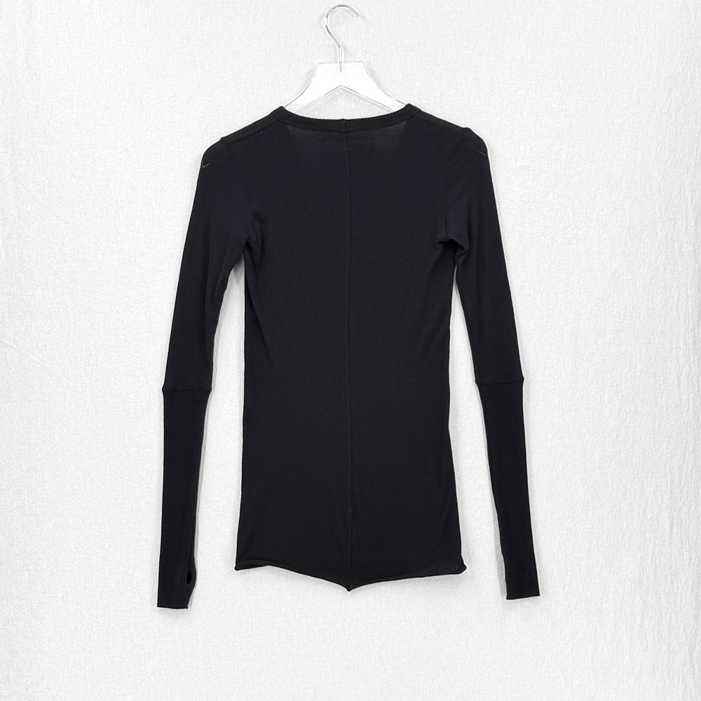 ENZA COSTA Cashmere Cuffed V Neck Top Womens Small Black Long Sleeve Luxury - Picture 4 of 15